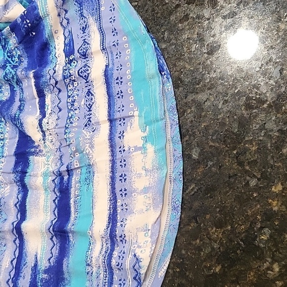 Relativity Button Front Top Cotton Rayon Blend M Blues. Teal and White Pockets - Picture 6 of 7